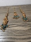 Gold earrings and tikka  with turquoise and brown beads #boho #statement — photo 7