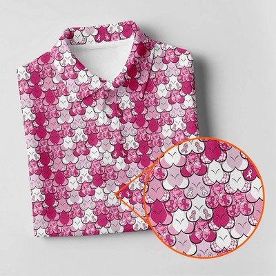 Funny Pink Ribbon Polo Shirt Men, Breast Cancer Awareness Golf Shirt Gift