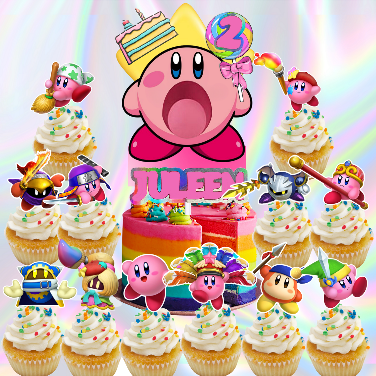 12-Piece Video Game Cake Topper Set - Battle Royale Theme With Llama, Victory Sign & Treasure Chest For Birthday Party Decor