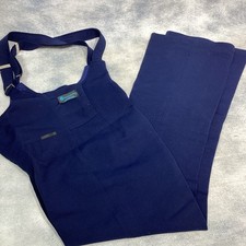 Edelweiss Ski Bib Innsbrook Vintage 70s Women Size S-M Navy Blue Stretch Wool