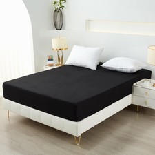Bedding Twin Fitted Sheet Deep Pocket Soft Microfiber Fade Resistant Black