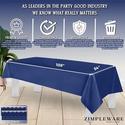 ZIMPLEWARE Premium Lavender Plastic Table Cloth Disposable (6 Pack) Round Tablecloth (84in) Party Table Cloths Disposable, Perfect Table Cloth Round Cover For Any Table Up To 6 Feet - View #5