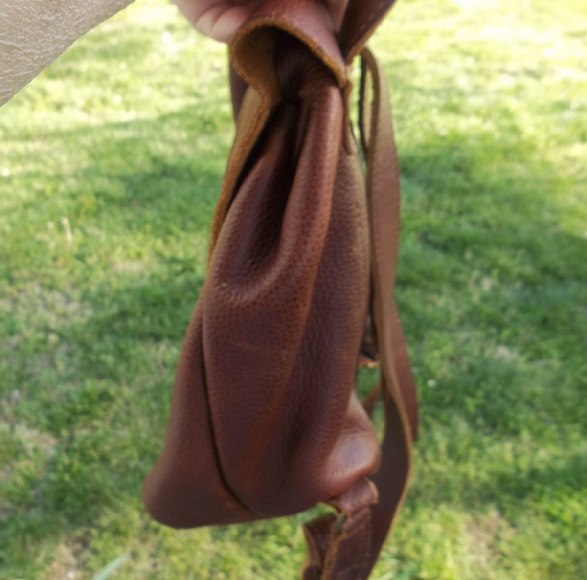 NWOT Portland Leather Thick Pebbled Brown Leather Drawstring Backpack Portland Leather Goods Classic Tote Backpack | Mercari main image 2
