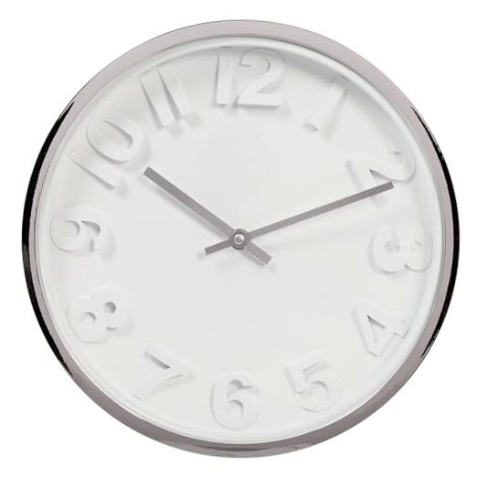 Wall Clock, 11.5 Inch, Imprint Silver Frame Simple Modern Wall Clocks Battery