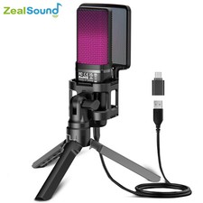 Zealsound RGB USB Condenser Gaming Mic PC PS4 PS5 Mac Android Streaming