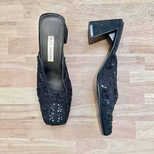 Vintage 90s beaded mule black size 7 y2k fairy whimsigoth