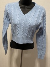 Shein Junior Womens Size XS Sweater Crop Vneck Braided