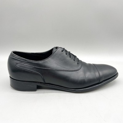 John Lobb Mens UK8E US9 Stafford Cap Toe Oxford Dress Shoes Black Leather Dapper