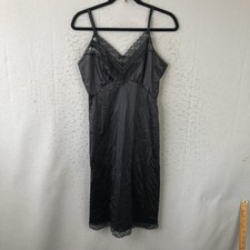 Vintage A Slip Dress Womens M Black Lace Antron III Nylon USA Whimsigoth