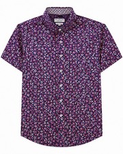 Nick Graham Everywhere Floral Button Shirt Mens L Stretch Modern Fit Navy Pink