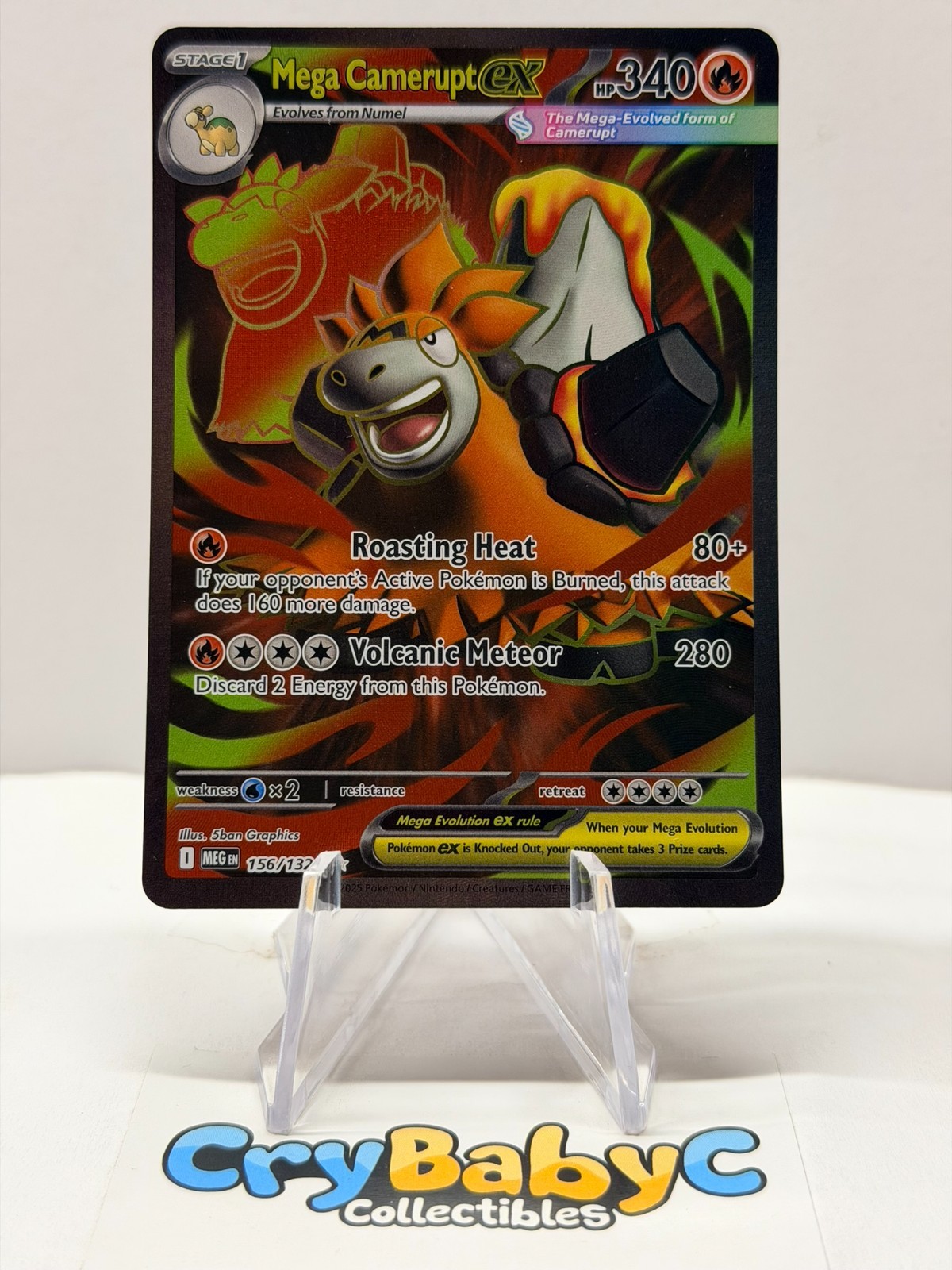 Pokemon Mega Camerupt ex 156/132 Base Set Mega Evolution Ultra Rare Full Art