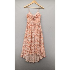 Nine West Petites Ikat Print High-Low Midi Dress Rust Orange Sleeveless PXS New