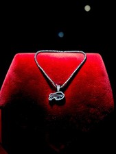 Iced Out Buffalo Bills Logo Pendant 24in Tennis Chain Necklace Gold/Silver