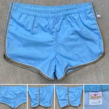 Vintage Jantzen Swimsuit Short Shorts Light Blue Mens Size 38 Made In USA