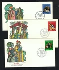 Canada #973-975, 1982 Christmas set, each on Fleetwood cachet FDCs