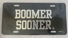 University of Oklahoma Boomer Sooner Metal License Plate Car Tag, Black
