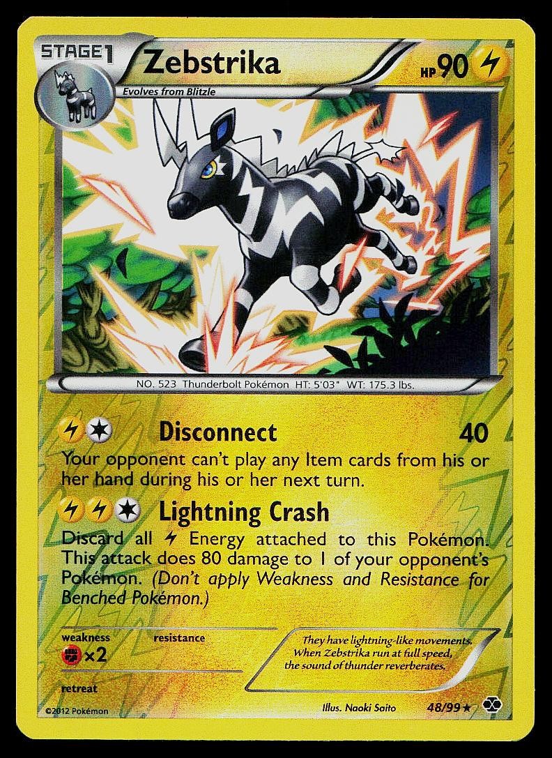Pokemon Card Next Destinies Zebstrika 48/99 Reverse Holo Rare