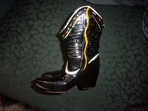 Vintage McCoy Pottery Cowboy Boot Vase USA Planter Western Decor 7”