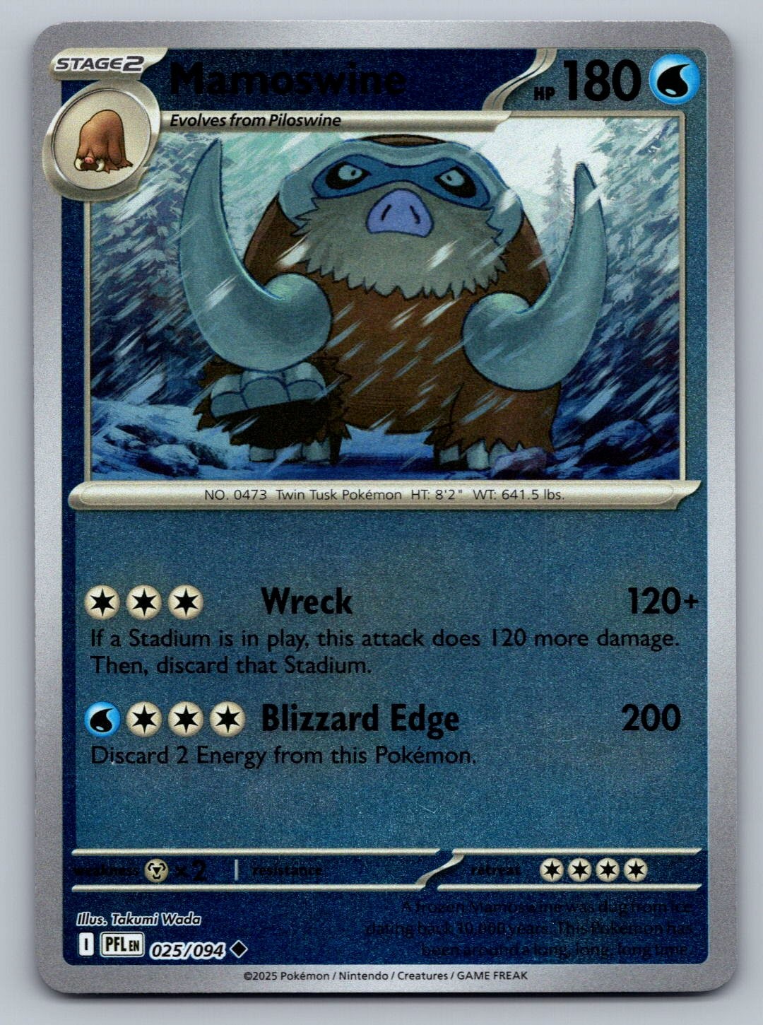 Pokemon TCG ME02: Phantasmal Flames Mamoswine 025/094 Reverse Holo