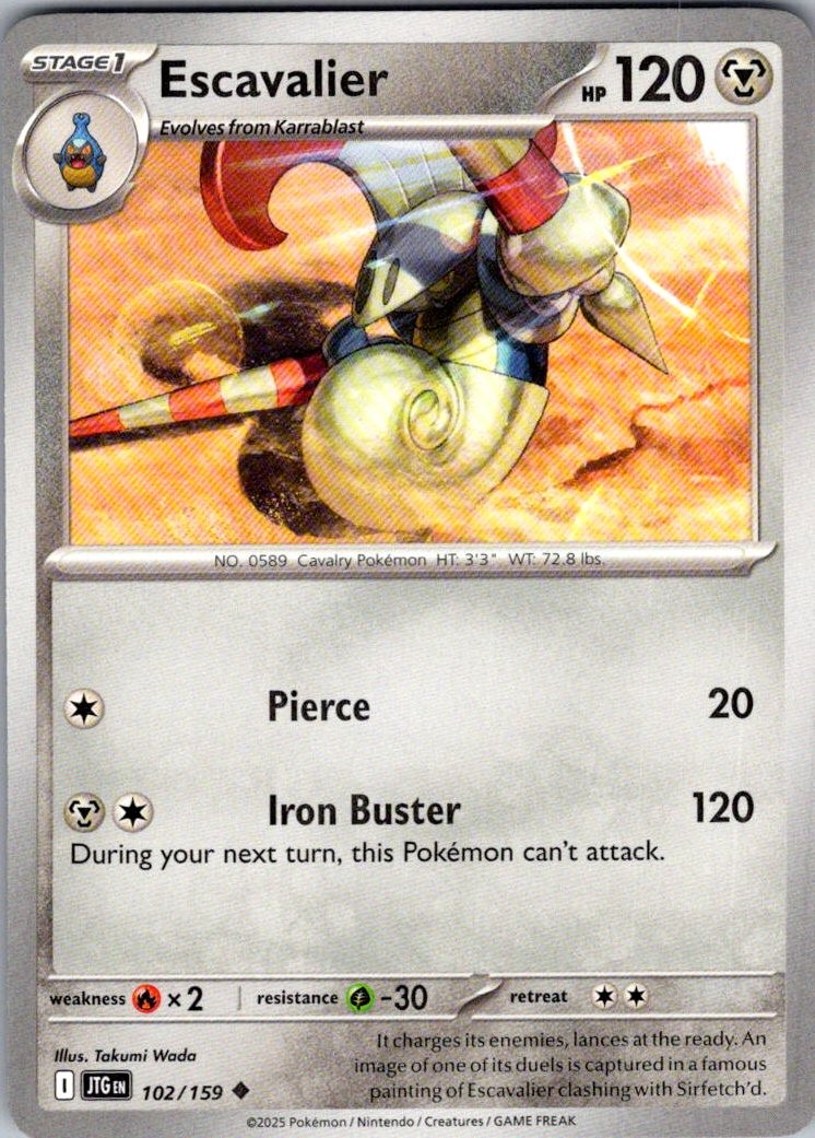 Escavalier Journey Together 102/159 Uncommon Pokemon Near Mint