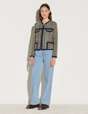 SANDRO Paris Multicoloured Green Tweed Jacket...