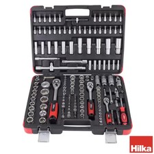Hilka 171 Piece Socket Set 1/4" 3/8" 1/2" Dr Ratchet Mechanic Tool Kit Case Pro