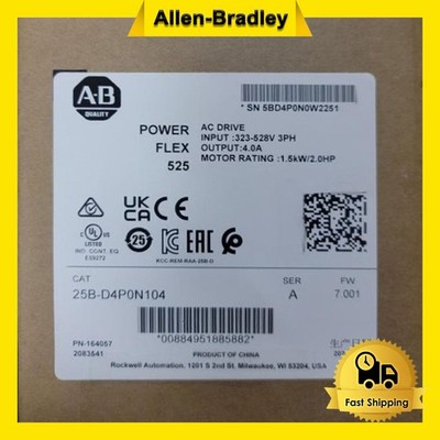 NEW AB 25B-D4P0N104 PowerFlex 525 AC Drive 480V, 3-Ph, 1.5kW, 2HP