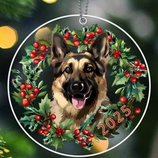 German Shepherd Ornament, Dog Christmas Ornaments 2025, Dog Ornaments for Christ