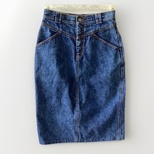 VTG Jordache Denim Skirt High Rise Blue Jeans 28 Waist X 27 Long Size 12 VGUC