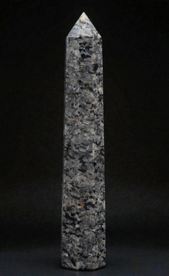 280MM Silver Larvikite Crystal Obelisk Healing Stone Chakra Gift 8 Faceted Tower