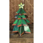 Vintage Tiffany Style Stained Glass Lighted Christmas Tree Lamp 10"