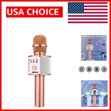 Elegant Rose Gold Handheld Karaoke Mic - Bluetooth USB Compatible for Parties