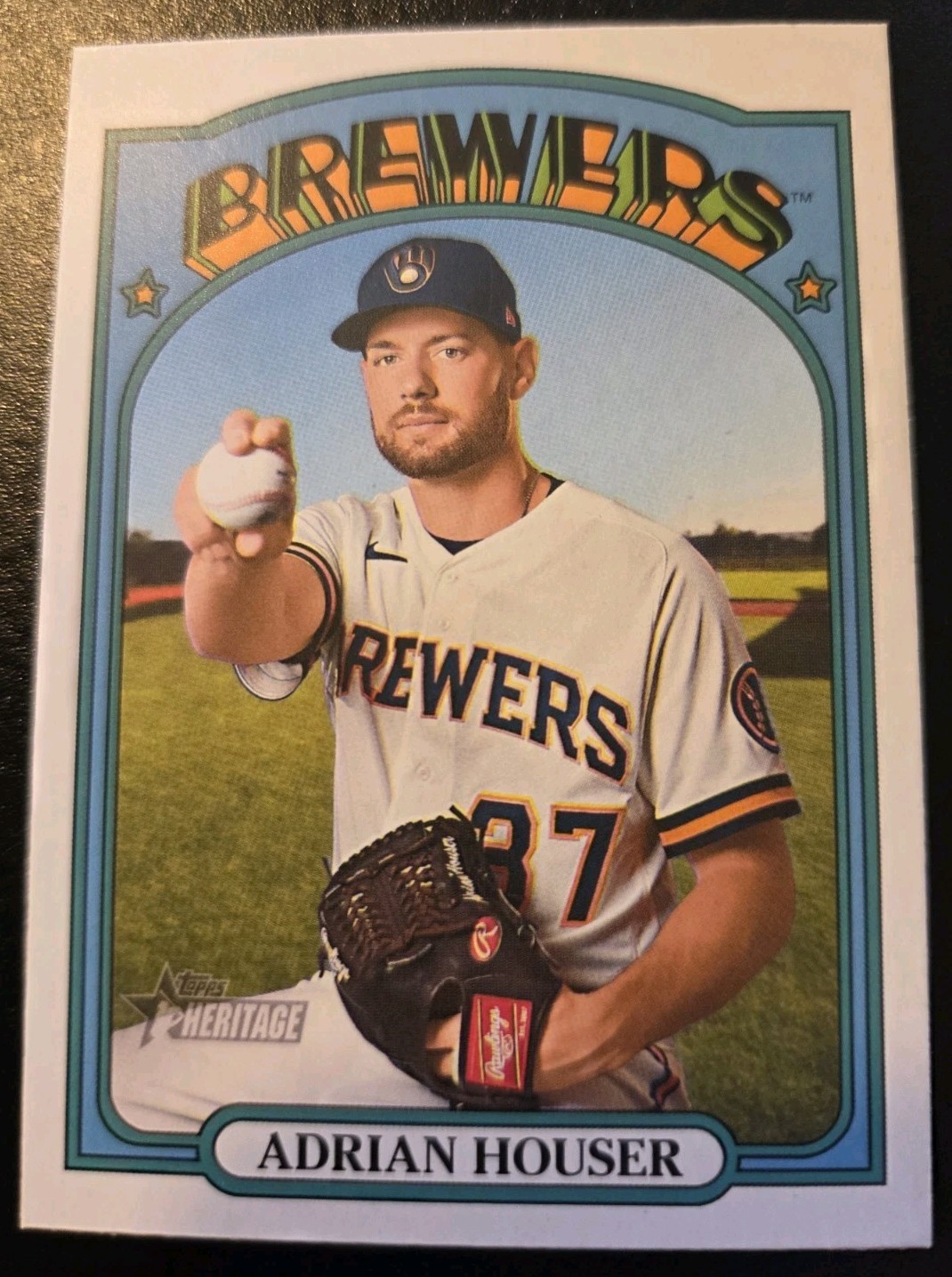 2021 Topps Heritage Baseball Adrian Houser #583 Milwaukee Brewers