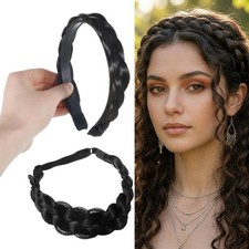 Hadnves 2 Pcs Braided Headbands Hair Piece 1 Count Pack of 2 , Black