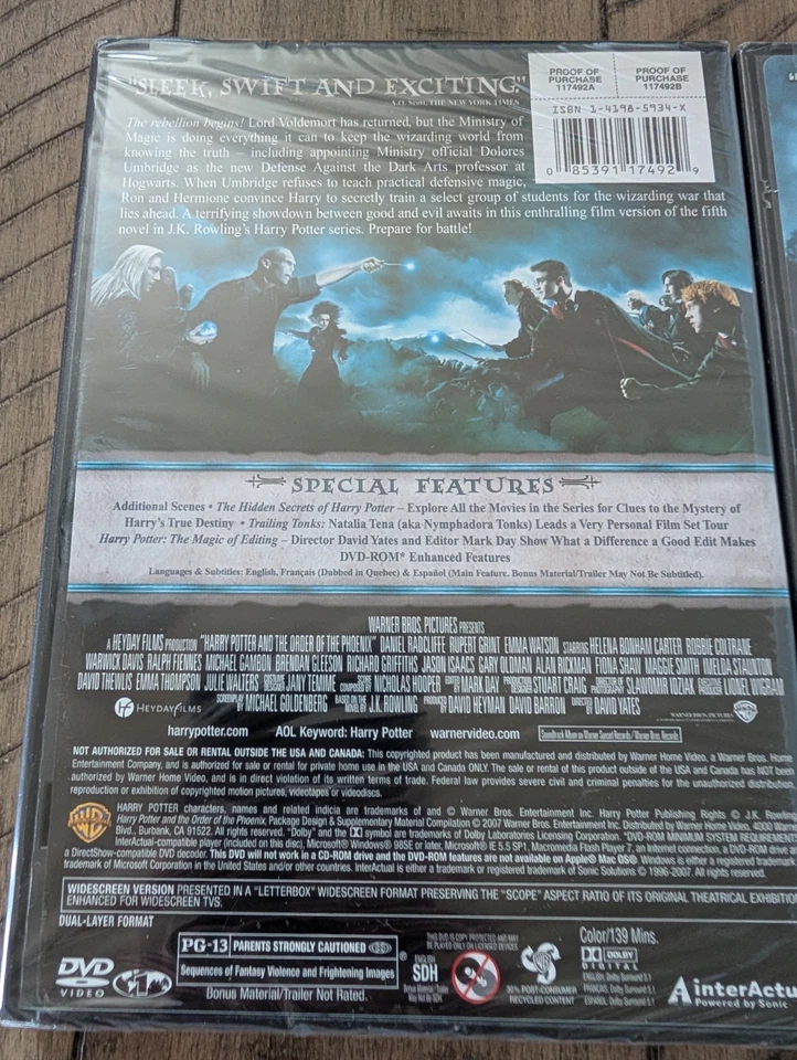 Harry Potter Order of the Phoenix 2 Disc and Half Blood Prince Bundle Set New - Image 4 of 4