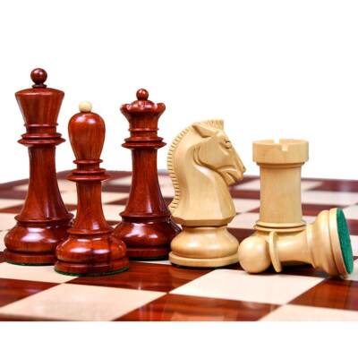 4.25'' King Size Repro 1950 Dubrovnik Weighted Chess Piece set in Bud Rosewood