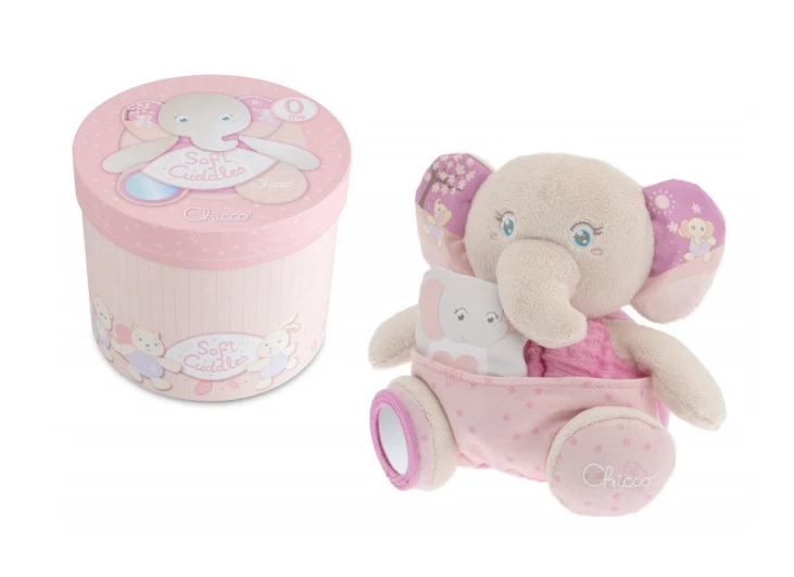 Baby Chicco Plüsch Elefant mit Fingerpuppe für Babys ab 0M+ inkl. Geschenbox
