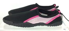 Water Shoes Kids Youth Size 1/2 Black w/Pink Trim  White Mesh Beach Pool Swim