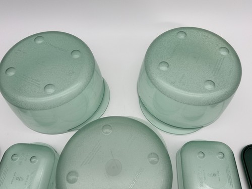 Set: 5 Green Tupperware Rock N Serve Microwave Bowls Container Large Round Vent - Picture 13 of 13
