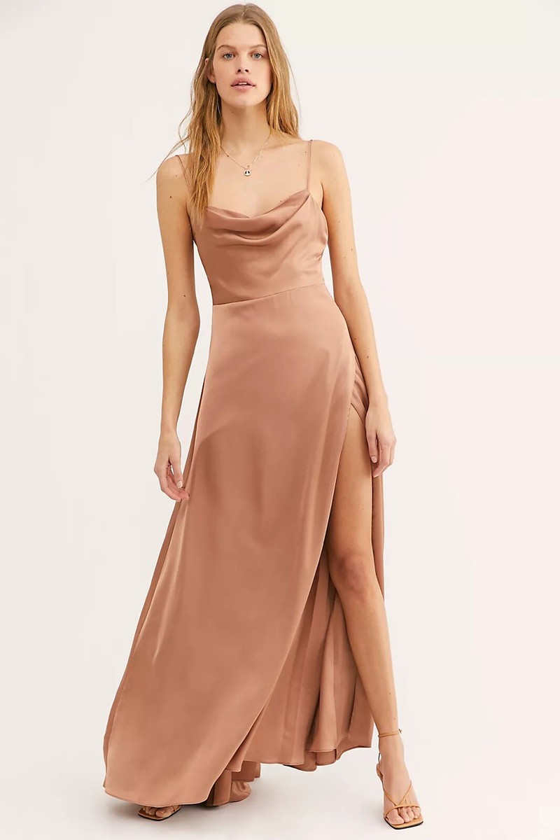 free people gold silk dress Free People Womens Good Company Slip Dress NWT, Size Small