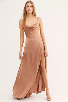 New Free People Fame & Partners Gold Rosabel Maxi Dress Sz 12 | eBay