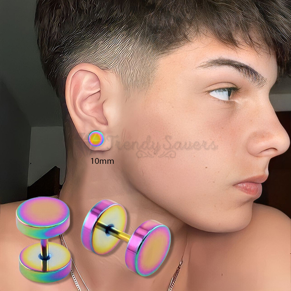 Earrings 10mm Gauges In Ear Lobe Piercing Round Disc Dumbbell