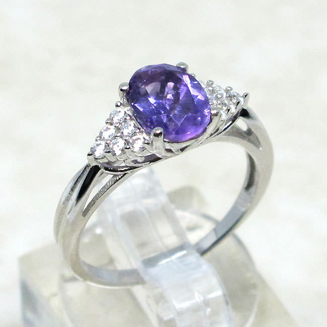 Natural Amethyst In 925 Sterling Solid Silver Beautiful Vintage Ring - Foto 6