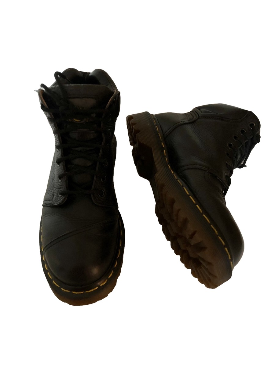 DR. MARTENS 8O72 VINTAGE Black Leather Ankle Boots Booties US 6 UK