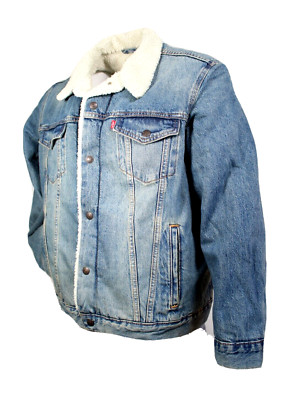 New LEVI'S Size Small Original Sherpa Trucker Light Wash Men Jacket RETAIL $108