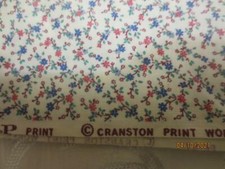 Vintage Cranston Calico Flower cotton quilting fabric unmarked 50 x 30 inches