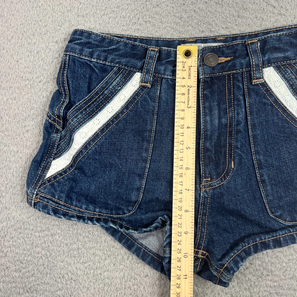 Pantalones Cortos Free People Mujer 25 Sweet Surrender Denim Azul Informal Floral Foto 3 de 4