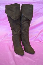 Anne Michelle Womens Tall BOOTS SZ 7 Zipper BROWN MAN MADE MATERIALS High Heel
