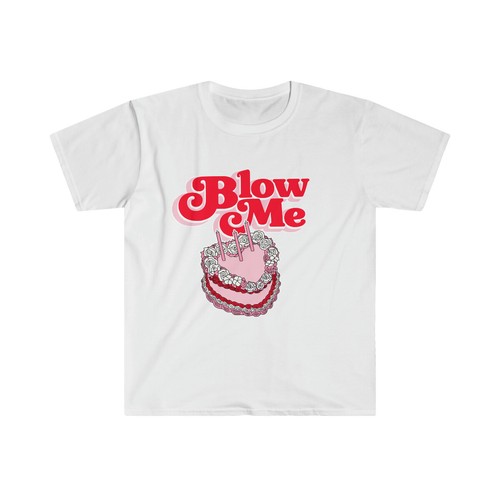 T-Shirt Blow Me Retro 70er Geburtstagstorte lustig Unisex Softstyle - Bild 2 von 9