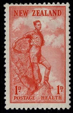 NEW ZEALAND GVI SG602, 1d + 1d scarlet, M MINT.